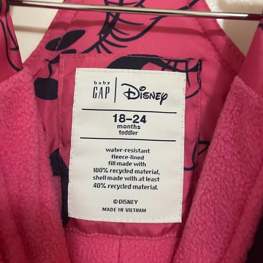 GAP x Disney Toddler Pink Minnie Snow Bib Overalls